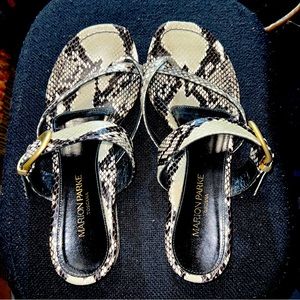 Marion Parke Hayley Python-Print Slide Flat Sandals Size 9 40